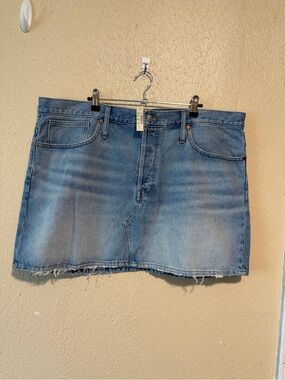 NWT Madewell Rigid Denim Mini Skirt Sizes 34 Button Fly
